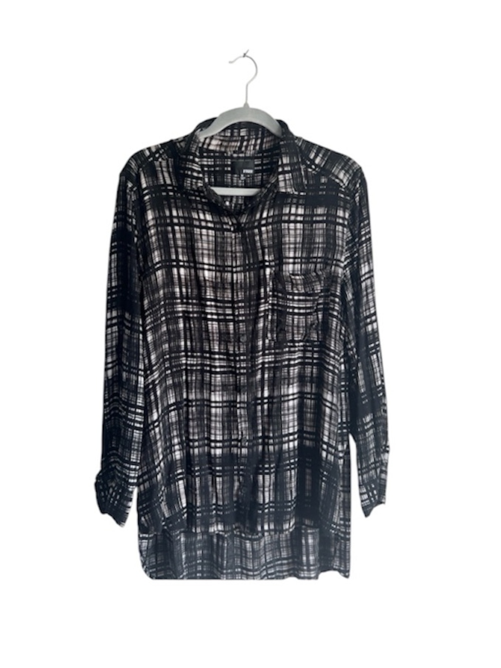 Wilfred Free Black White Plaid Breezya Oversized Button Down Shirt Medium